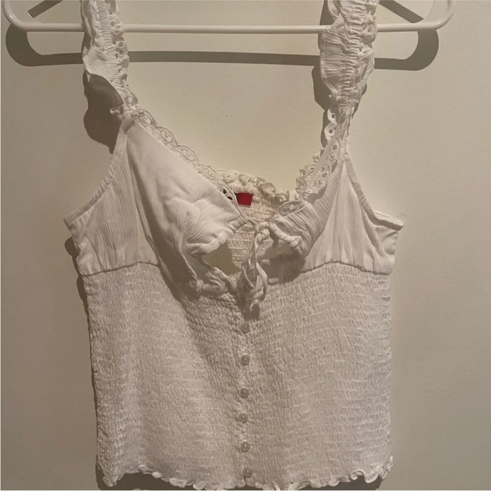 Guess White Lace Detail Top - Picture 2 of 6